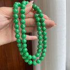 糯种满绿翡翠珠串项链（yc247168）