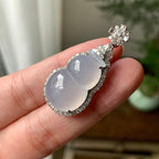 18K金钻镶糯冰种无色葫芦吊坠（yc261149）