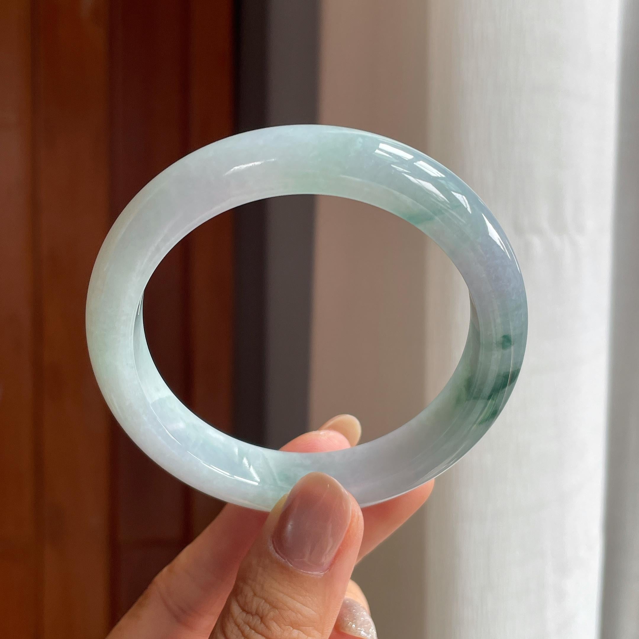 糯冰飘花翡翠平安镯（58.5mm）（yc423127）