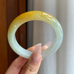 糯冰带黄翡翡翠平安镯（55mm）（yc278196）