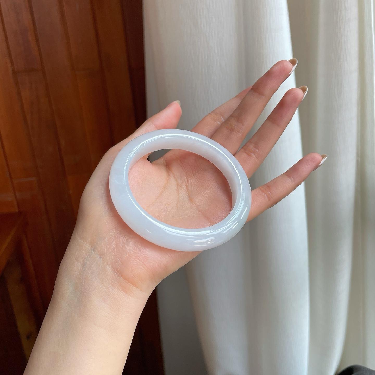 糯冰白月光翡翠平安镯（59.2mm)（yc373457）