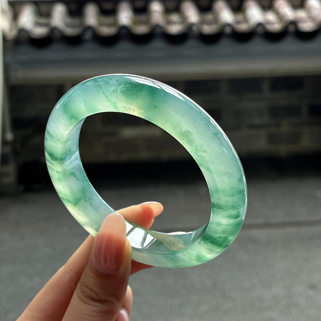 冰玻种飘花手镯 56圈（yc750659）