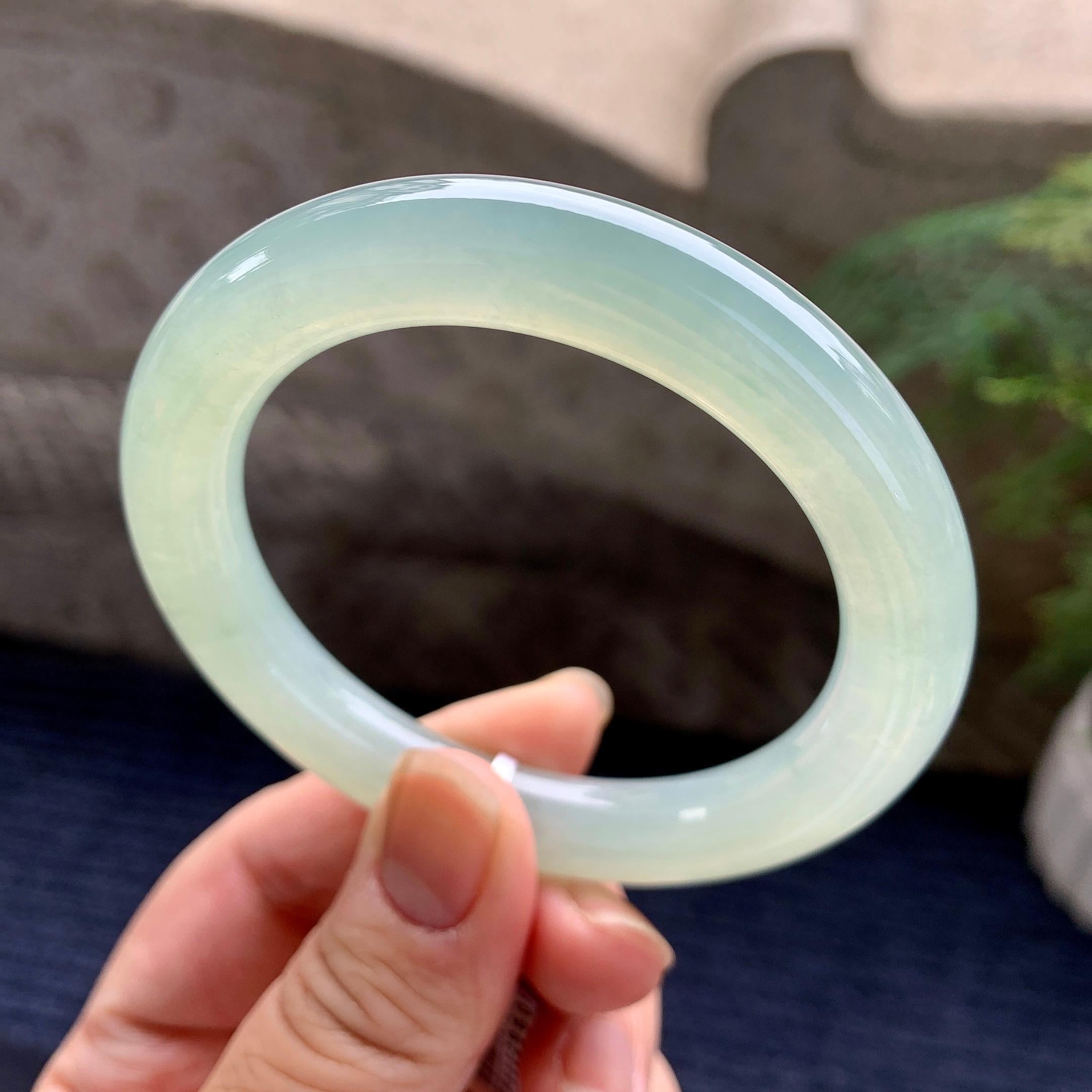 糯冰种晴水圆条手镯（54mm）（yc266526）