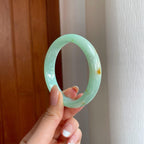 糯冰晴底洒金翡翠平安镯（56mm)（yc373890）