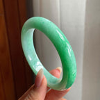 糯冰种带色翡翠平安镯（56mm）（yc207393）