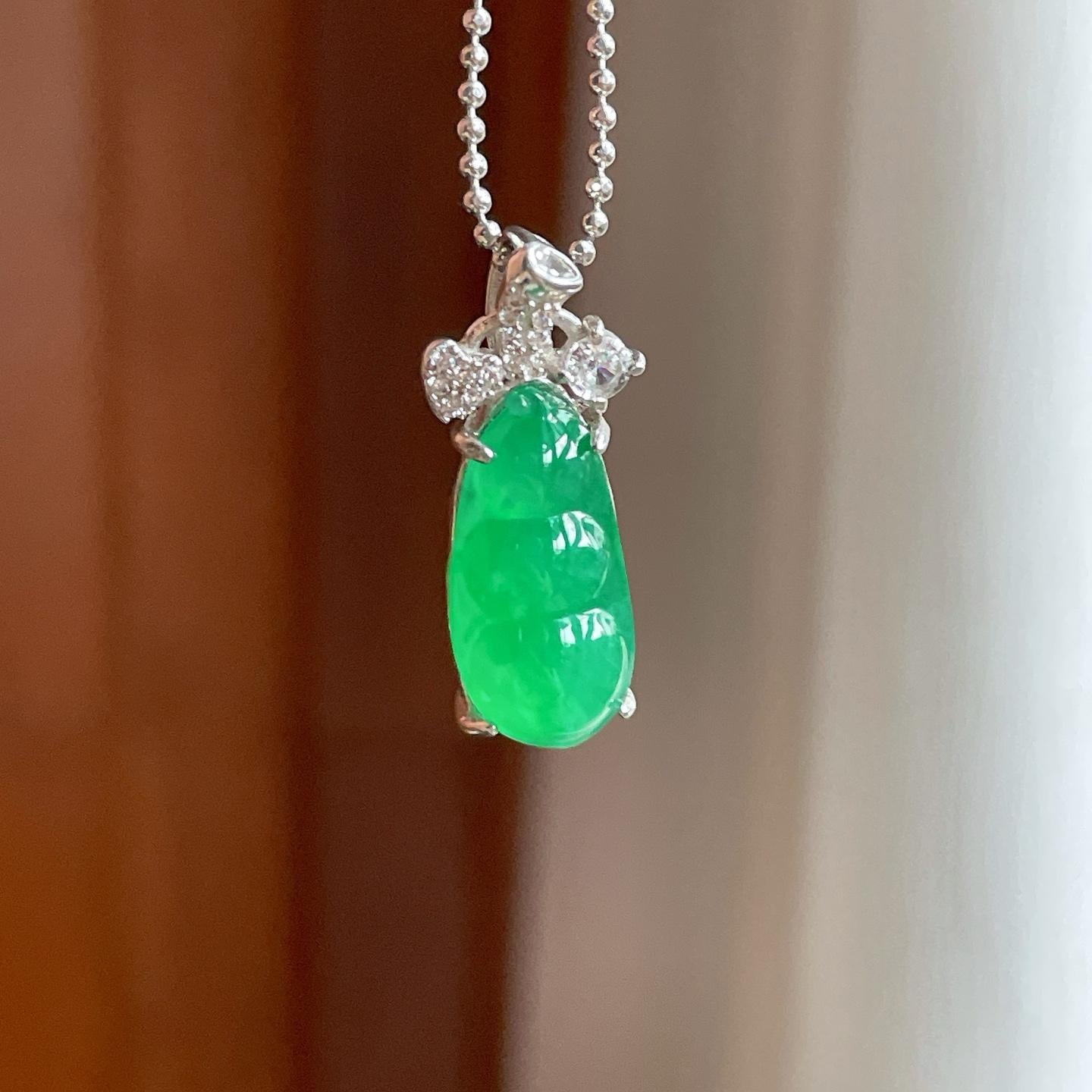 S925银镶冰种满绿翡翠豆子（yc352473）