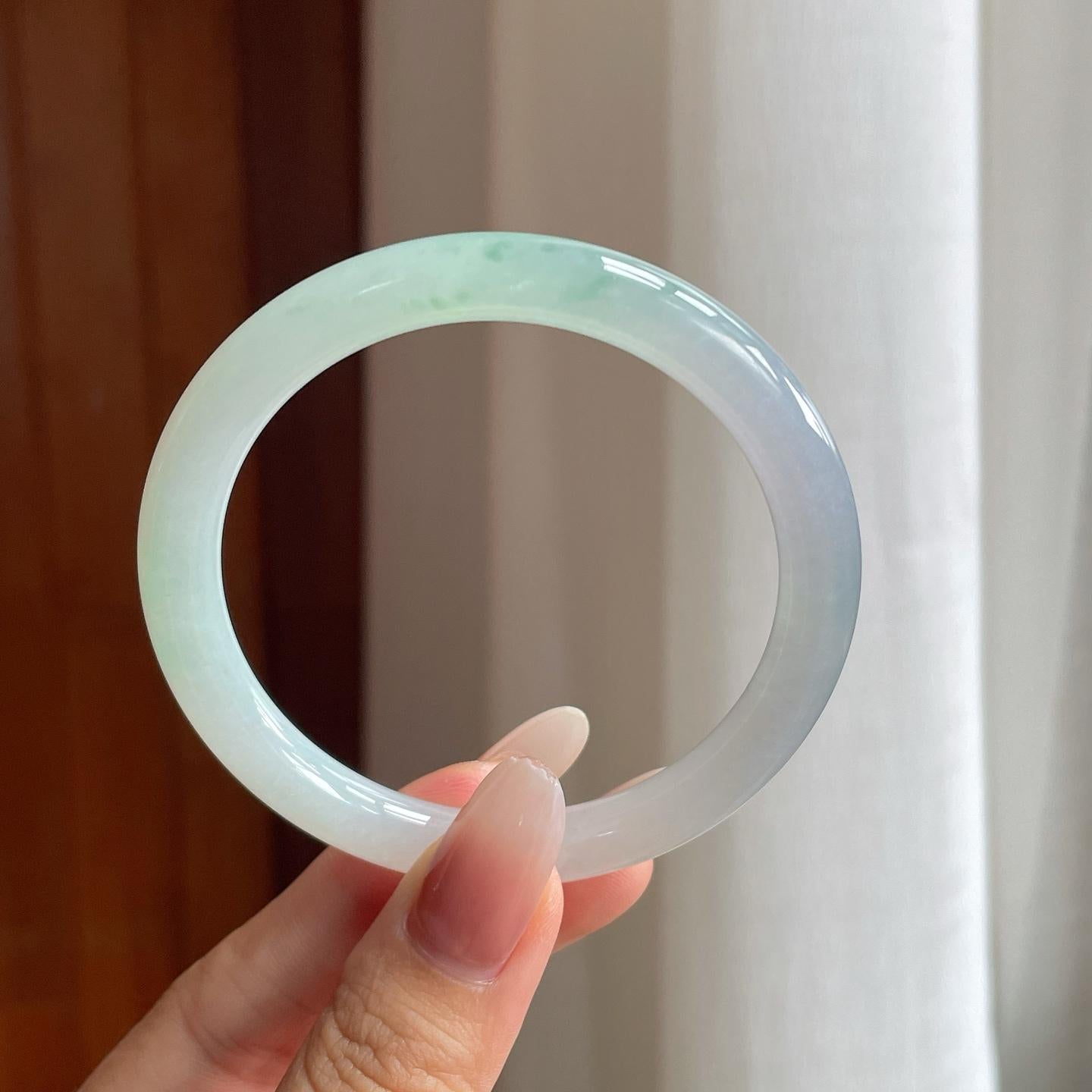 冰种飘花翡翠美人条手镯（56.8mm）（yc263537）