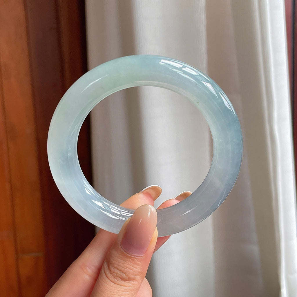 冰种蓝晴翡翠圆条手镯（56.2mm)（yc414476）