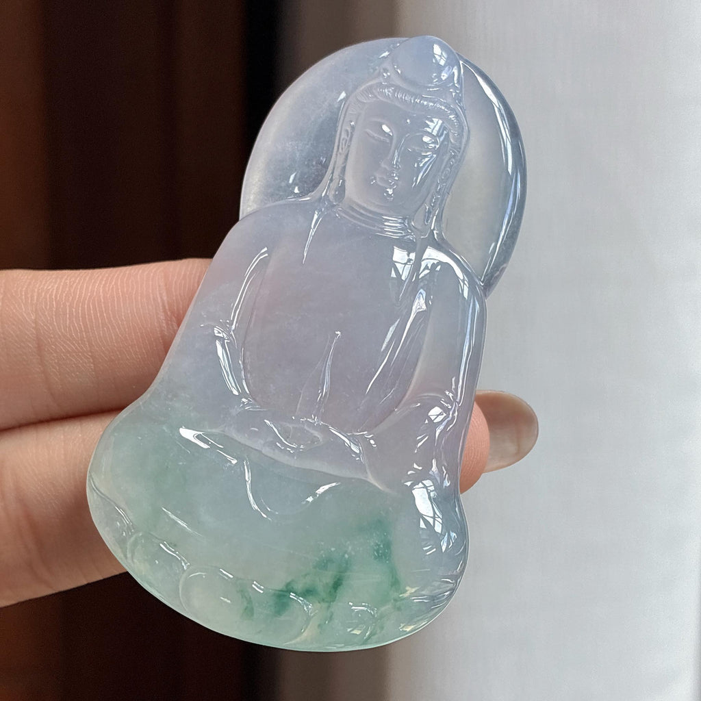 冰种飘花素衣观音 天然缅甸A货翡翠（yc456040）