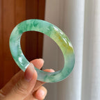 冰种飘花翡翠平安镯（57.8mm）（yc310943）