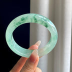冰种飘花翡翠宽版翡翠平安镯（62mm）（yc303076）