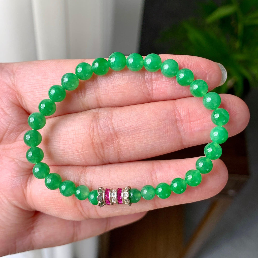 糯冰种满绿小米珠手链（yc221408）