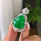 18k金钻镶糯冰种满绿葫芦吊坠（yc242675）