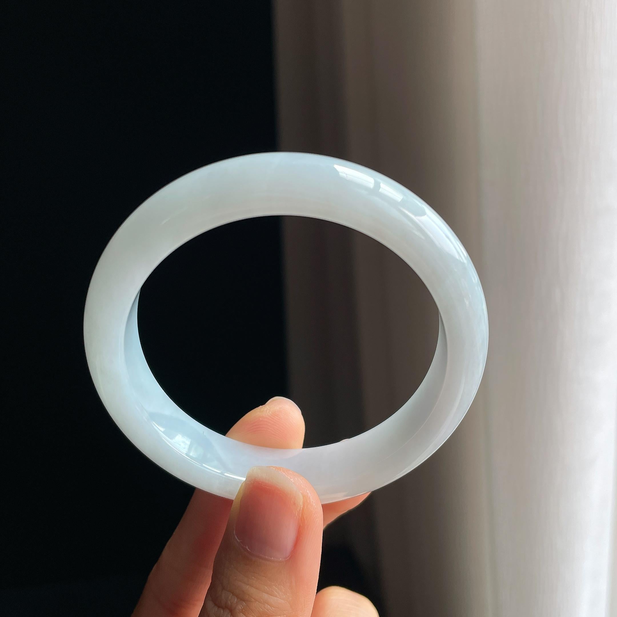 糯冰白月光翡翠平安镯（54.2mm)（yc348929）