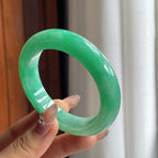 糯冰满绿翡翠平安镯（53mm）