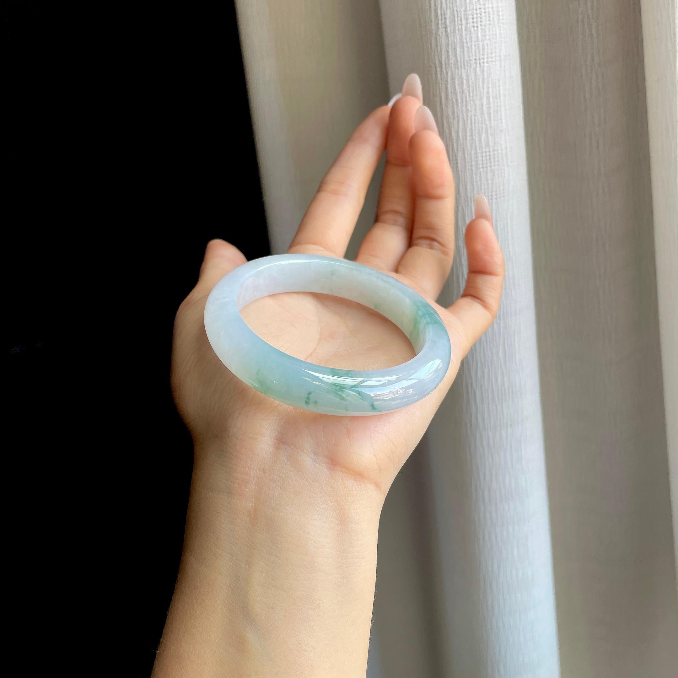 糯冰飘花翡翠平安镯（56mm）（yc295062）