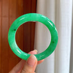糯冰满绿翡翠圆条手镯（57mm）（yc408403）