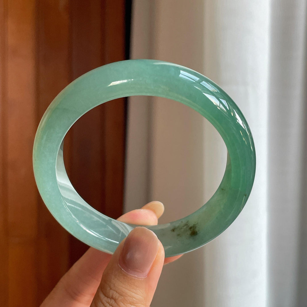 糯冰种湖水绿翡翠平安镯（59mm）（yc415361）