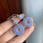 18k金钻镶冰种紫罗兰翡翠甜甜圈耳包（yc187351）