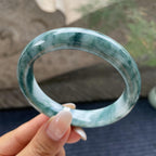 大圈口     细糯种飘花正圈平安镯58.2圈     天然缅甸A货翡翠（yc421237）
