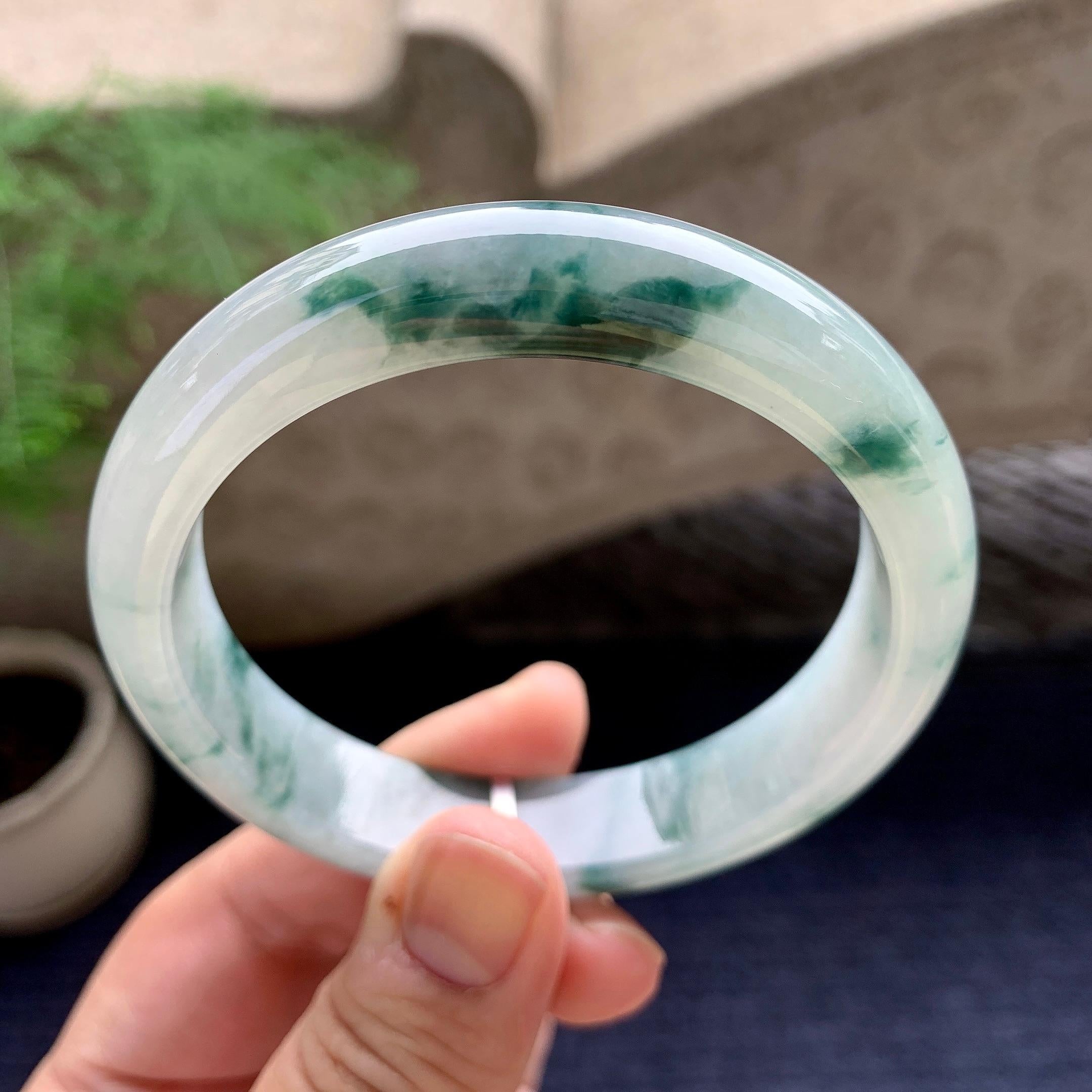 细糯种飘花平安镯（58.2mm）（yc198253）