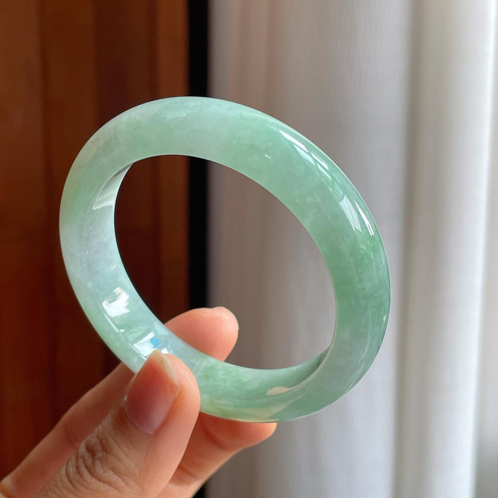 糯冰果绿翡翠平安镯（53mm）（yc343363）
