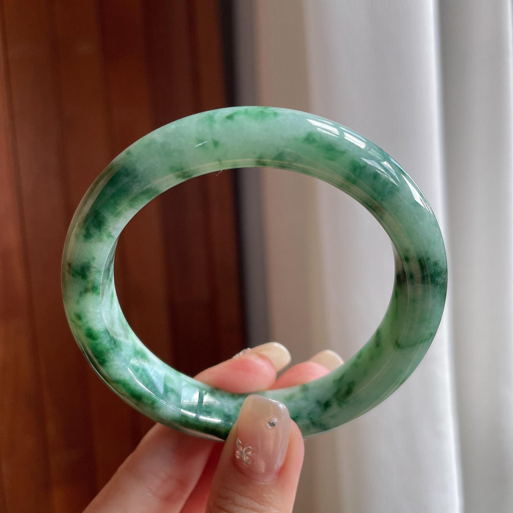 细糯冰飘花正圈平安镯 58圈（yc760630）