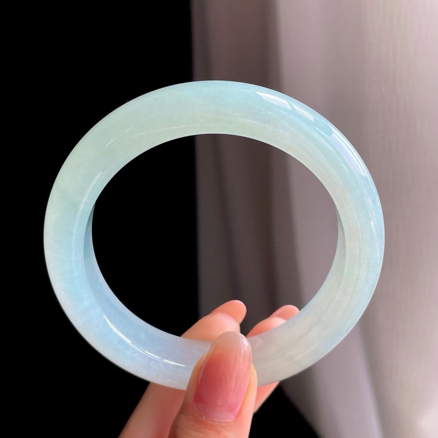 冰种晴底翡翠平安镯(58.2mm)（yc363419）