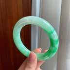 糯冰飘花翡翠圆条手镯（57mm）（yc323861）