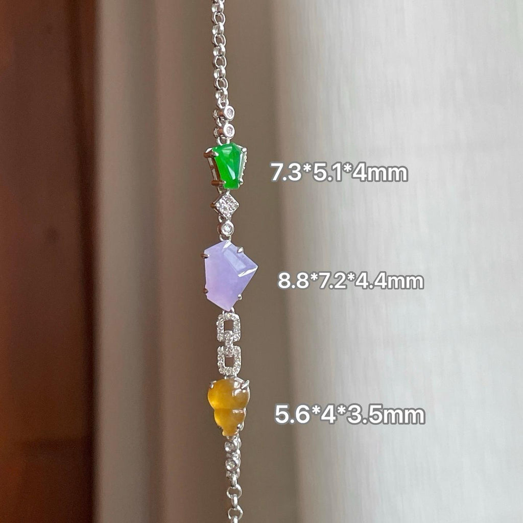 18k金钻镶冰种多宝翡翠手链（yc284049）