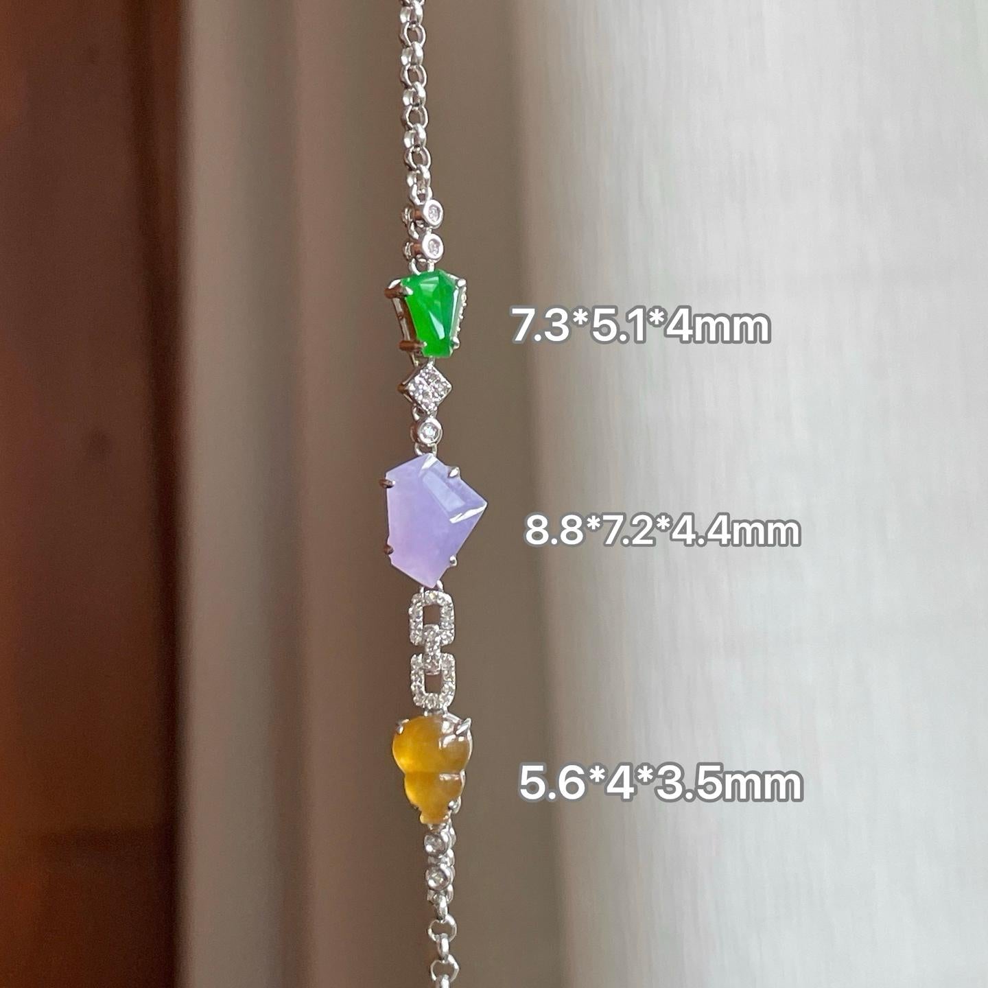 18k金钻镶冰种多宝翡翠手链（yc284049）