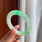 糯冰带色圆条翡翠手镯（56.3mm）（yc414703）