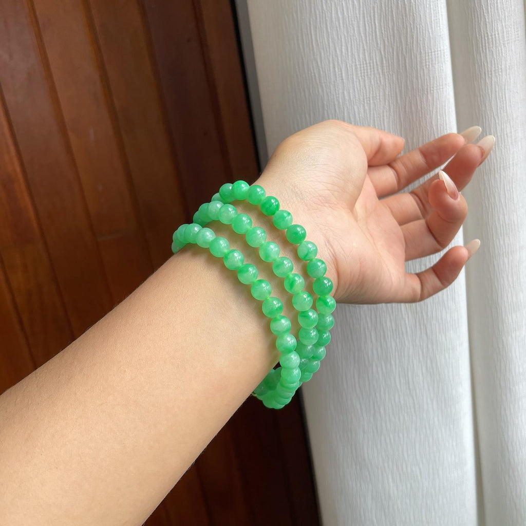 糯冰果绿翡翠珠串手串（yc266463）