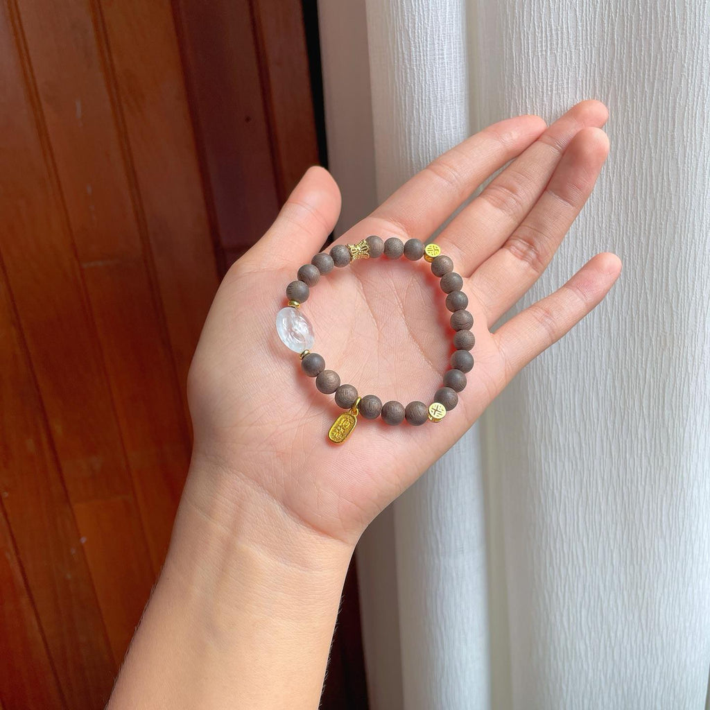 冰玻种雪花棉翡翠平安扣手串（yc248494）