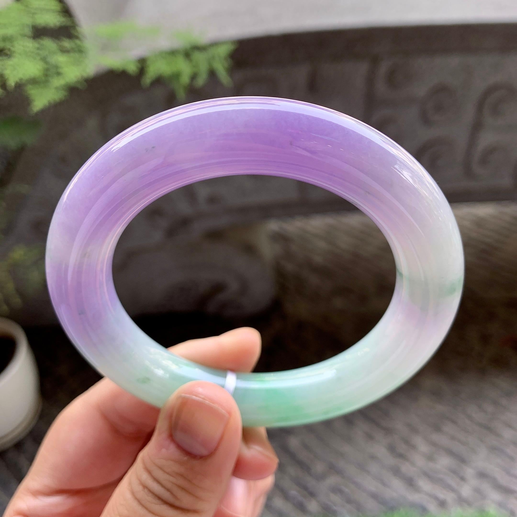 细糯种春彩飘花圆条手镯（58.2mm）