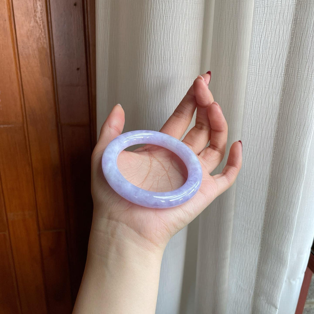 糯冰紫罗兰翡翠圆条手镯（54.6mm）（yc302434）
