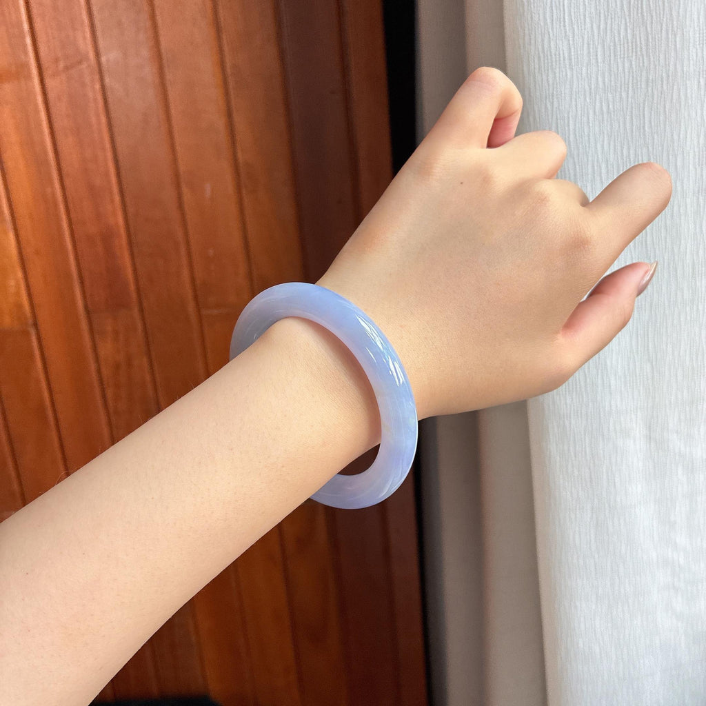Vòng tay ngọc phỉ thúy tròn màu tím Violet tự nhiên loại A Myanmar, kích thước 54 (yc451492)