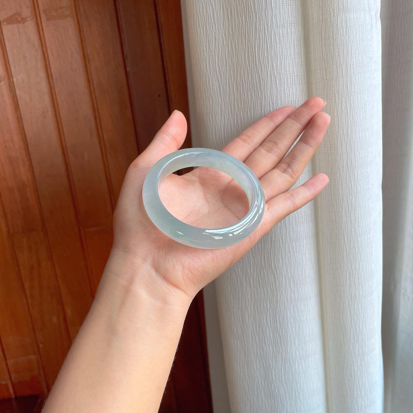 冰种蓝底翡翠平安镯（57mm）（yc400159）