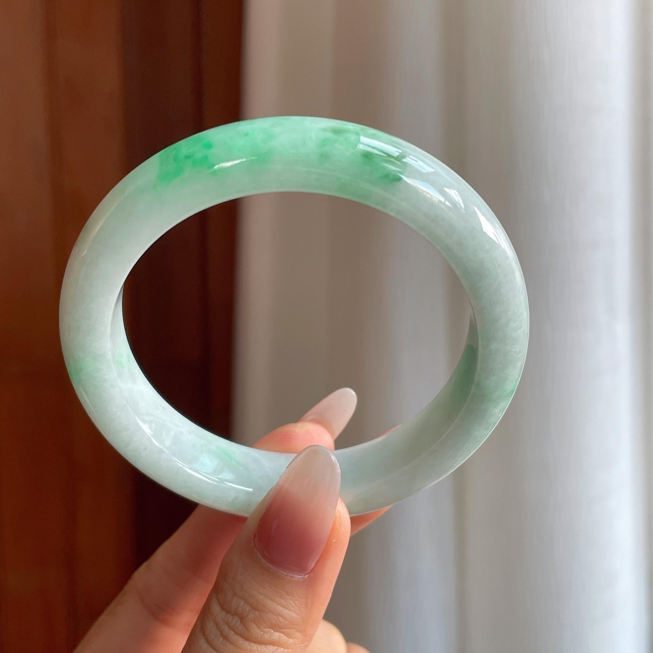 糯冰飘花翡翠平安镯（57.8mm）（yc295073）