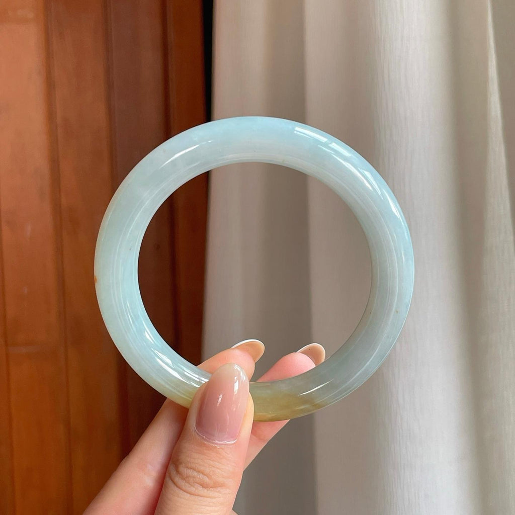 糯冰黄翡翡翠圆条手镯（58.6mm)（yc373896）