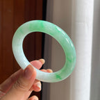 糯冰带色圆条翡翠手镯(56mm)（yc419749）