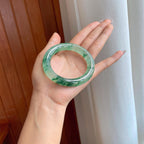 冰种飘花翡翠圆条手镯（56mm）（yc312989）