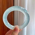 冰玻种雪花棉翡翠圆条手镯（57mm）（yc318614）