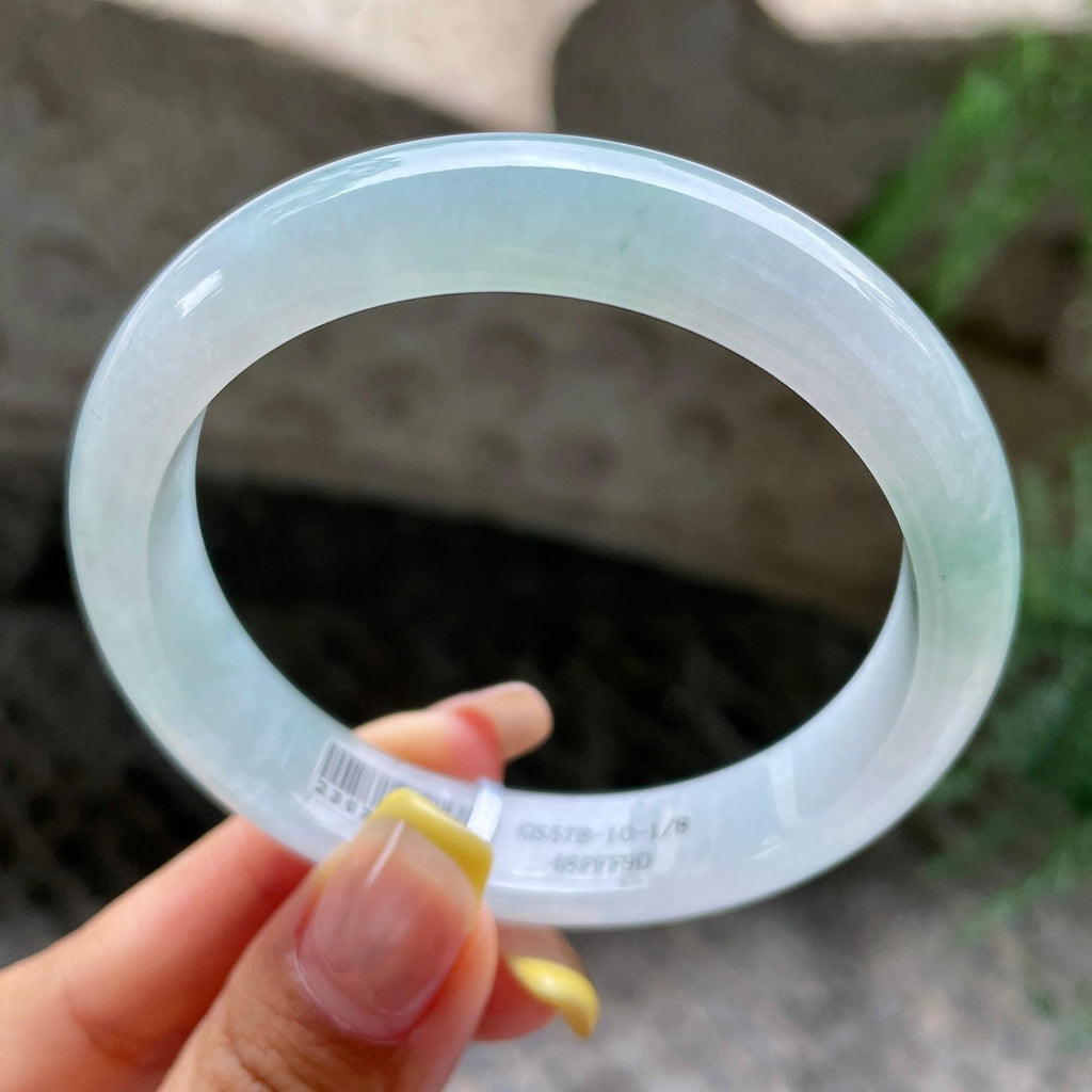 细糯种淡晴底正圈平安镯56.1圈            天然缅甸A货翡翠（yc392739）