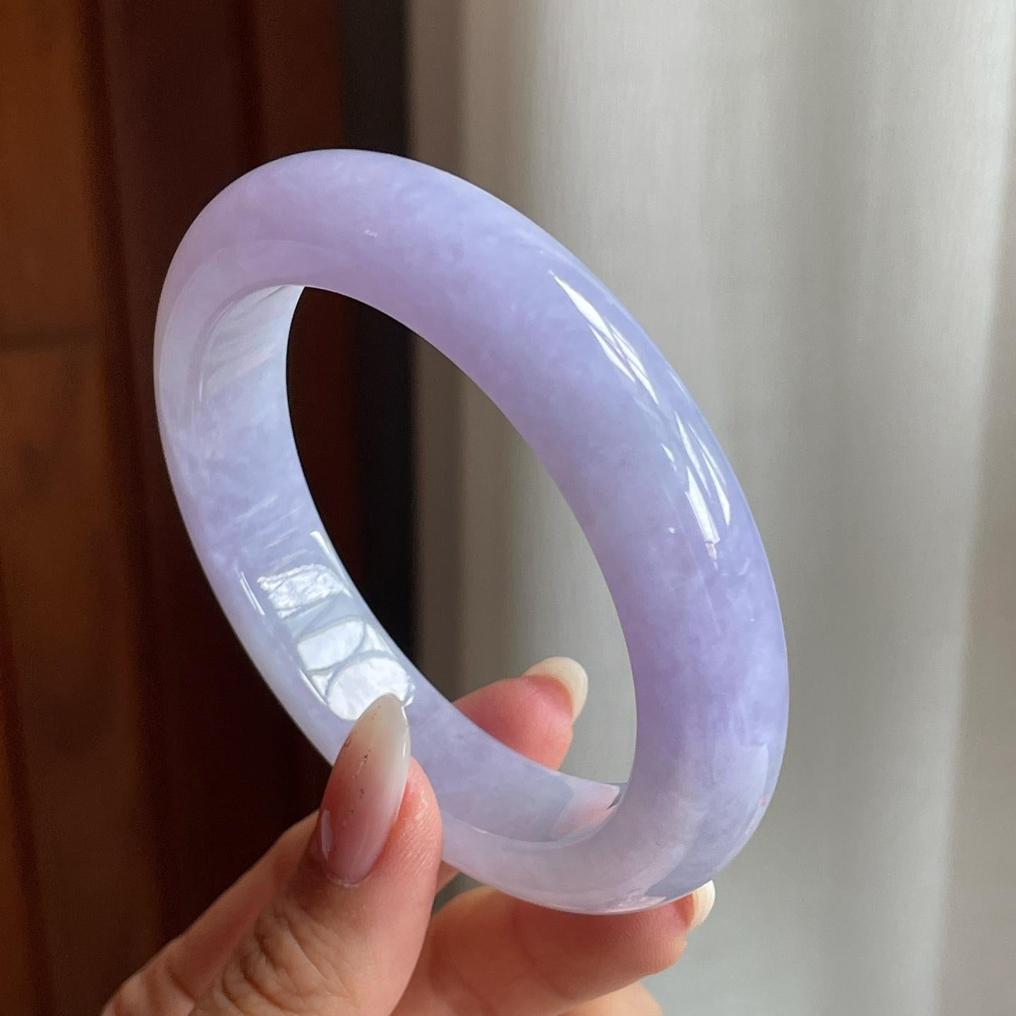 糯冰种紫罗兰翡翠平安镯（57mm）（yc204373）