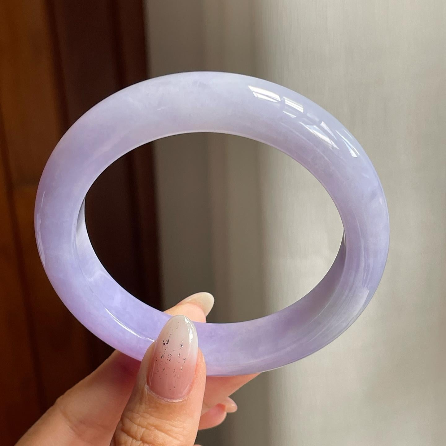 糯冰种紫罗兰翡翠平安镯（57mm）（yc204374）