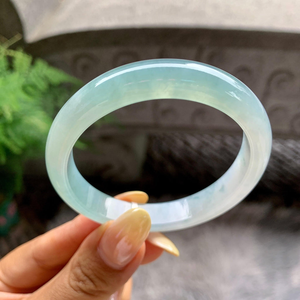 细糯种蓝水贵妃手镯55.5圈 天然缅甸A货翡翠（yc481905）