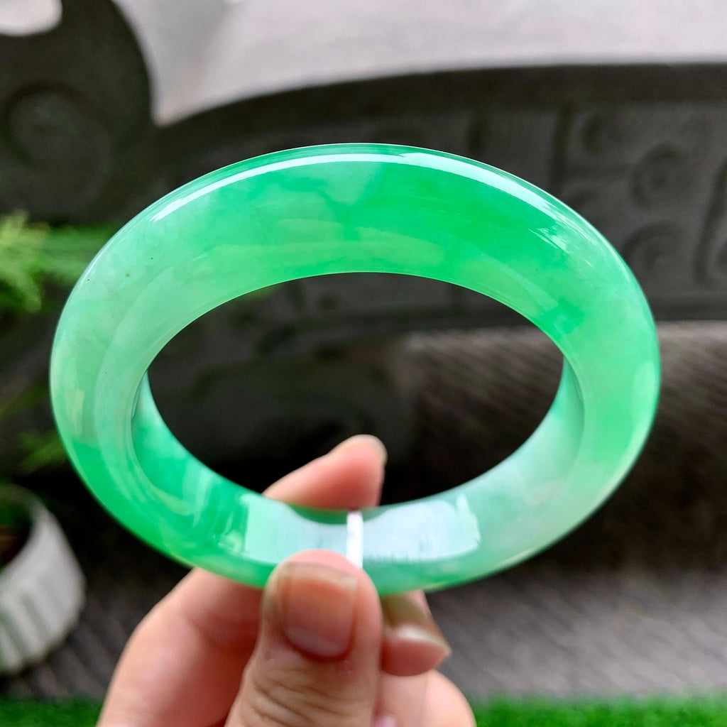 糯冰种阳绿平安镯（59mm）（yc254105）