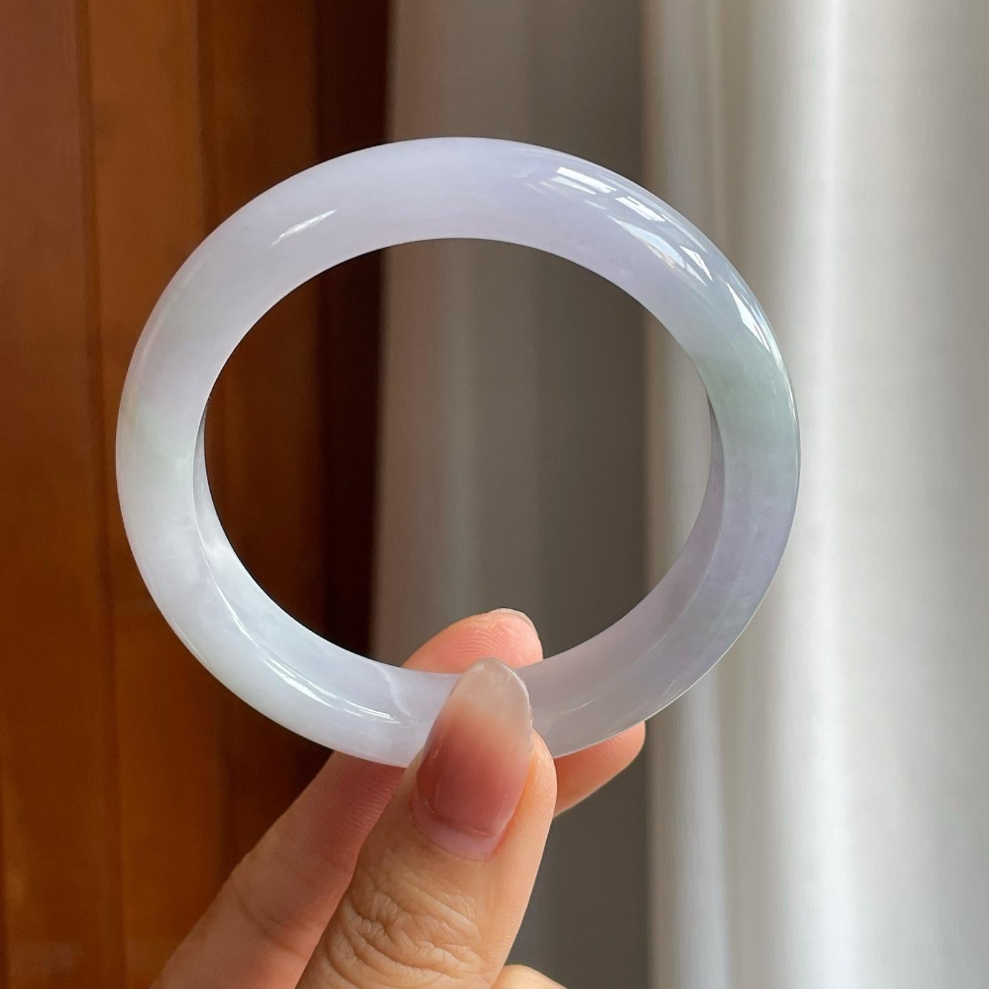 糯冰淡紫罗兰翡翠平安镯（55.5mm）（yc312925）