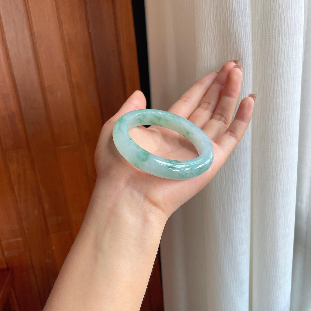 糯冰飘花翡翠平安镯（56.2mm）（yc365719）